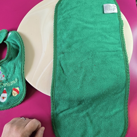 Baby Essentials Festive Green Bib and Burp Cloth Set - Picture 6 of 8